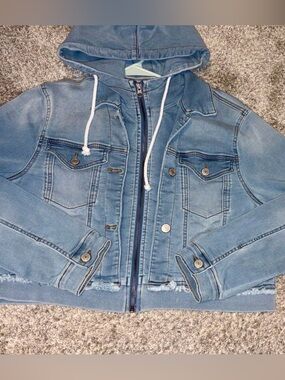 Altar'd State Blue Denim Hoodie Jacket